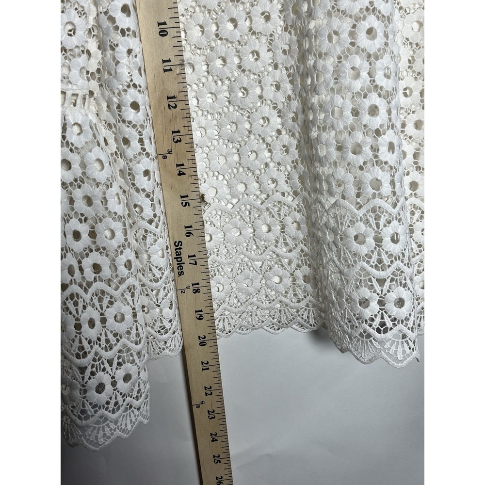 J CREW White Daisy Lace Boxy Top Blouse Bell-Sleeve Sz 2 Boho Floral Whimsy - Picture 6 of 15